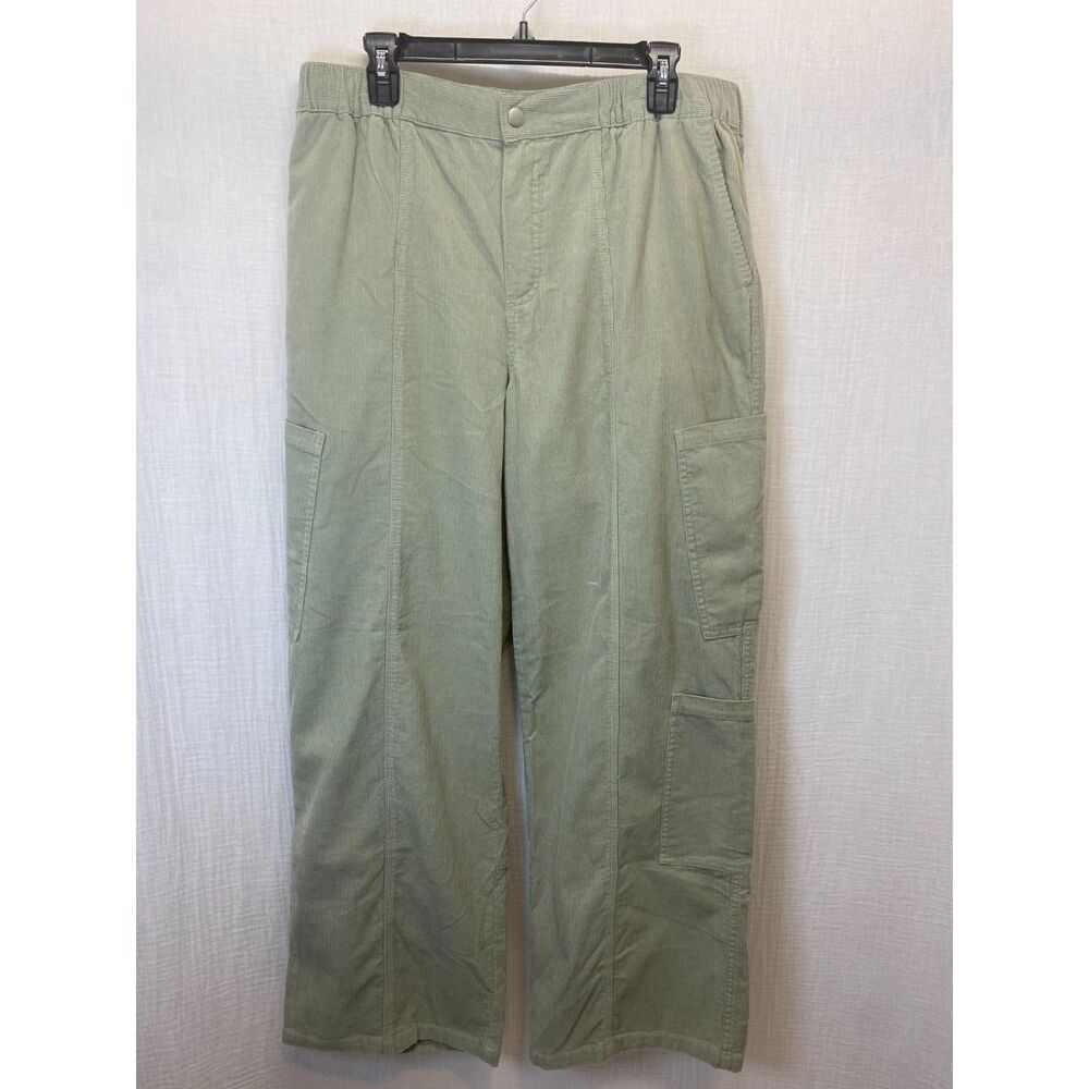 ASOS Corduroy Pants Women's Size 12 Green High Rise Wide Leg Utility Casual